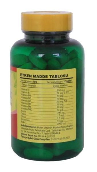 Trunature Vitamin B Complex Aromasız Yetişkin Vitamin 100 Tablet