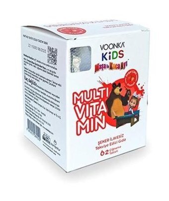Voonka Kids Maşa Ve Koca Ayı Multivitamin Çilekli Yetişkin Vitamin 62 Tablet