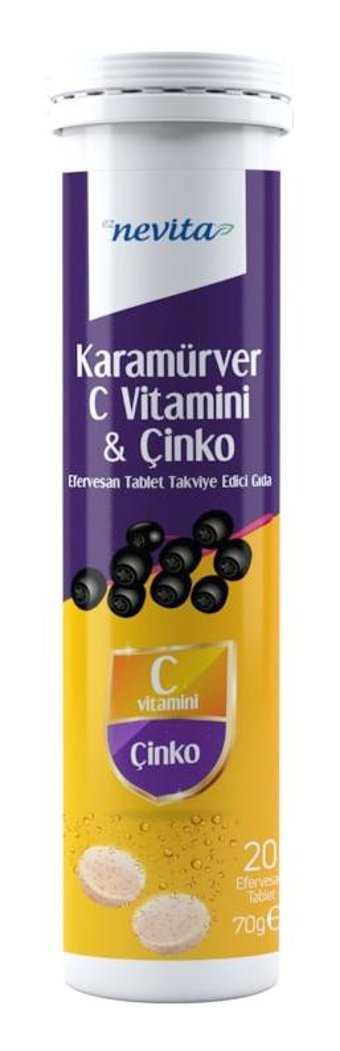 Eznevita Karamürver Vitamin C Ve Çinko Karamürverli Yetişkin Vitamin 20 Efervesan Tablet