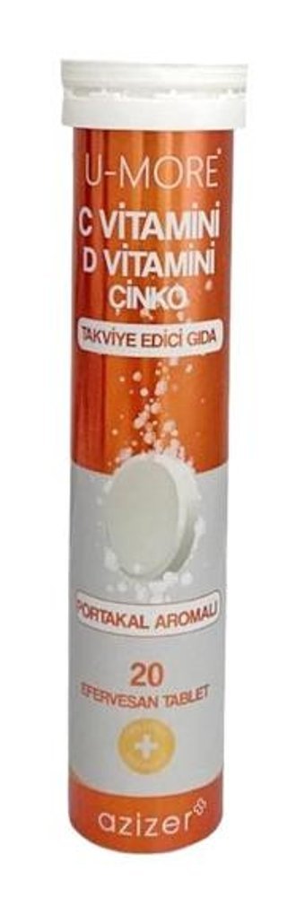 U-More Vitamin C Vitamin D Çinko Portakallı Yetişkin Vitamin 20 Tablet