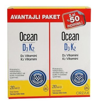 Ocean Vitamin D3 K2 Aromasız Yetişkin Vitamin 2x20 ml