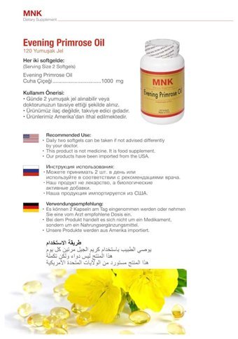 Mnk Evening Primrose Oil Aromasız Yetişkin Vitamin 120 Softgel