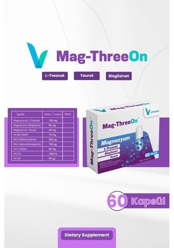 Vitasso Mag-Threeon Magnezyum Tutti Frutti Yetişkin Vitamin 60 Kapsül