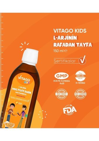 Vitago Kids L-Arjinin Multivitamin Multimineral Portakallı Yetişkin Vitamin 150 ml