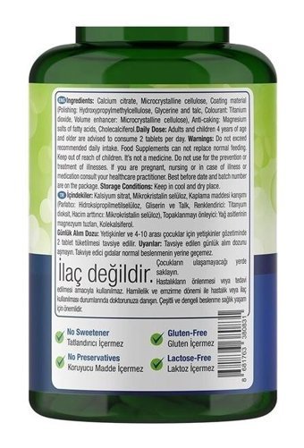 Nature'S Supreme Calcium With Vitamin D3 Aromasız Yetişkin Vitamin 60 Tablet