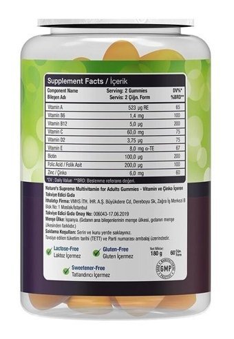 Nature'S Supreme Multivitamin For Adults Aromasız Yetişkin Vitamin 60 Tablet