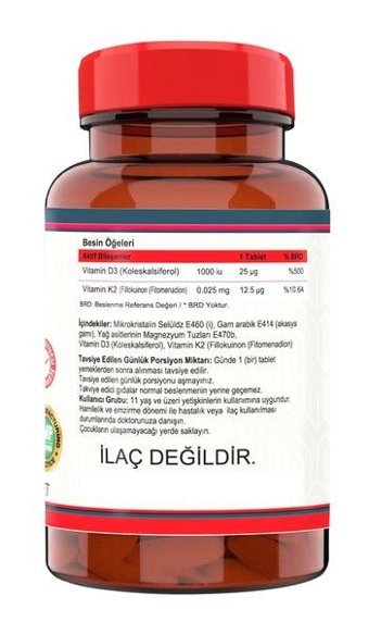 Ncs Vitamin D3-K2 + L-Karnitin Aromasız Yetişkin Vitamin 60 Tablet - 120 Tablet