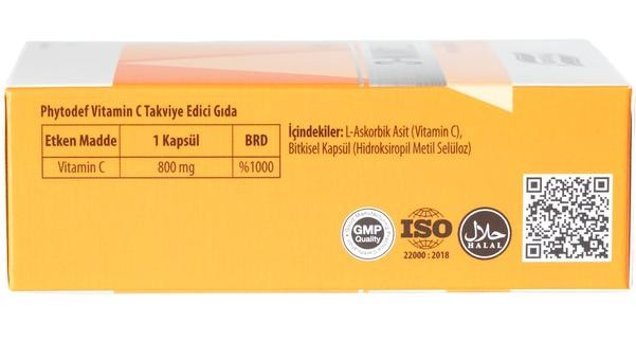 Phytodef Vitamin C Aromasız Yetişkin Vitamin 5x30 Kapsül