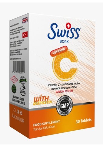 Swiss Vitamin C Quercetin Portakallı Yetişkin Vitamin 30 Tablet