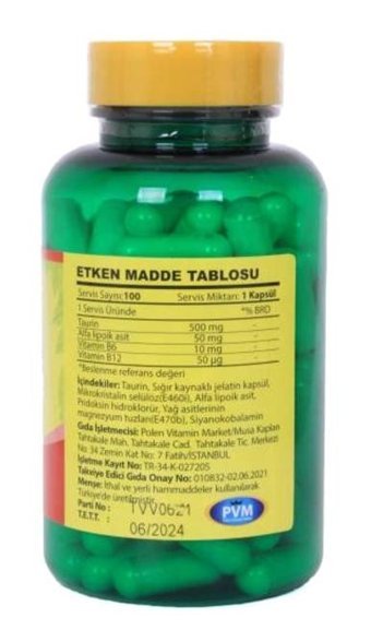 Trunature Taurin Vitamin B6 Vitamin B12 Aromasız Yetişkin Vitamin 100 Tablet
