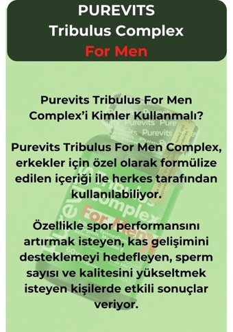 Purevits Tribulus For Men Complex Aromasız Yetişkin Vitamin 60 Kapsül