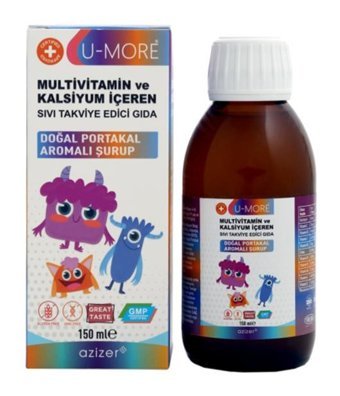 U-More Multivitamin Kalsiyum Kids Portakallı Yetişkin Vitamin 150 ml