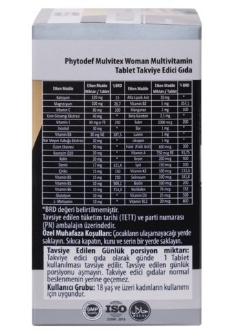Phytodef Multivitamin Woman Aromasız Yetişkin Vitamin 30 Tablet
