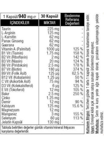 Sepe Natural L-Gintau Aromasız Yetişkin Vitamin 30 Kapsül