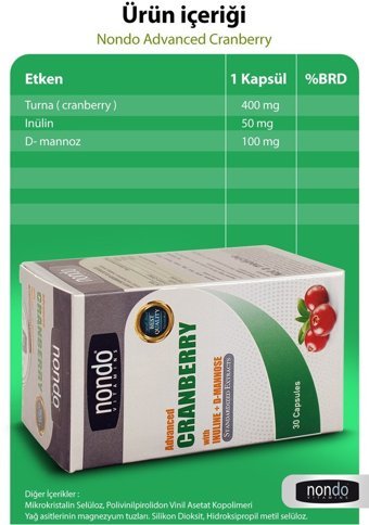 Nondo Advanced Cranberry Kuşburnu Yetişkin Vitamin 30 Kapsül