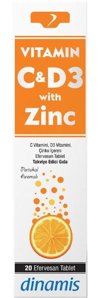 Dinamis Vitamin C D3 With Zinc Portakallı Yetişkin Vitamin 20 Tablet