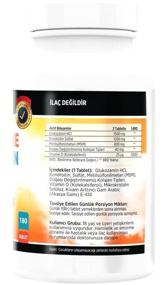 Nevfix Glucosamine Chondroitin Msm Aromasız Yetişkin Vitamin 180 Tablet - 20 ml