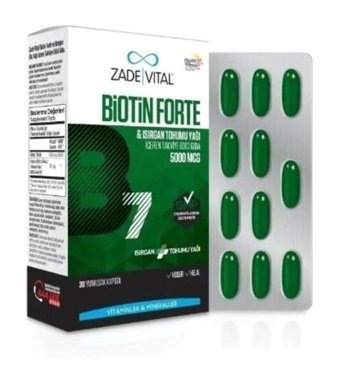 Zade Vital Biotin Forte Aromasız Yetişkin Vitamin 30 Kapsül