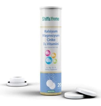 Shiffa Home Kalsiyum Magnezyum Çinko D3 Vitamini Aromasız Yetişkin Vitamin 20 Kapsül