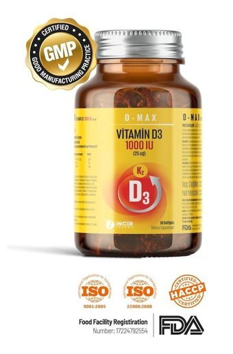 Inmax D-Max Aromasız Yetişkin Vitamin 30 Softgel