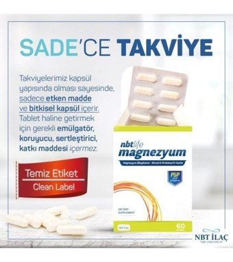 Nbt İlaç Magnezyum Aromasız Yetişkin Vitamin 60 Kapsül