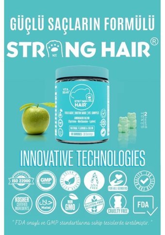 Vita Bear Strong Hair Aromasız Yetişkin Vitamin 60 Adet