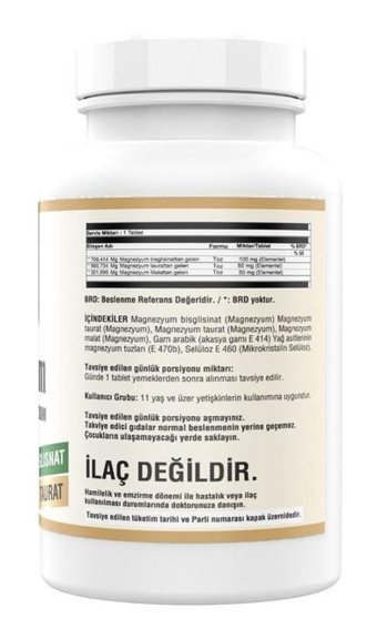 Ncs Magnesium Malat Glisinat Taurat Vitamin D3 K2 Aromasız Yetişkin Vitamin 180 Tablet