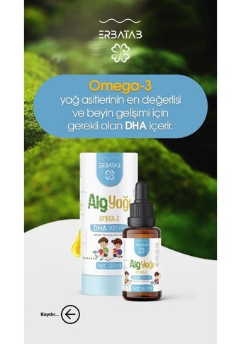 Erbatab Alg Yağı Omega3 Aromasız Çocuk Vitamin 30 ml