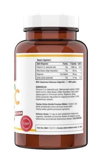 Ncs Vitamin C Beta Glucan Kuşburnu Yetişkin Vitamin 2x120 Tablet