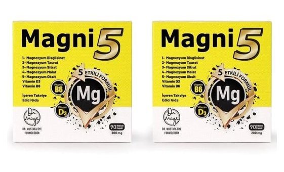 Dr. Müye Magnezyum B6 D3 Vitamini Magni5 Bisglisinat Malat Taurat Sitrat Oksit Aromasız Yetişkin Vitamin 90 Kapsül