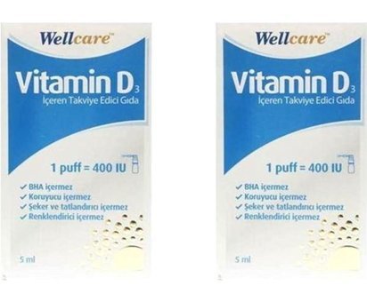 Wellcare Vitamin D3 Aromasız Yetişkin Vitamin 2x5 ml