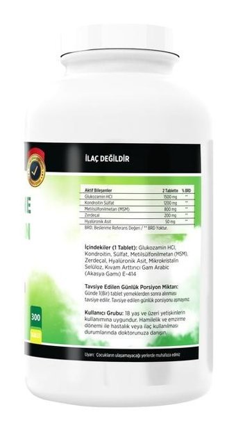 Glucosamine Glucosamine Chondroitin Msm - Vitamin D3 K2 Aromasız Yetişkin Vitamin 300 Tablet - 20 ml