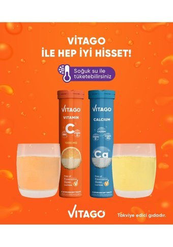 Vitago Vitamin C Vitamin D Çinko + Kalsiyum Portakallı Yetişkin Vitamin 20 Tablet
