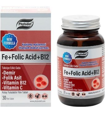Phytodef Demir Folik Asit Vitamin B12 Vitamin C Ve D3 K2 Aromasız Yetişkin Vitamin 30 Tablet