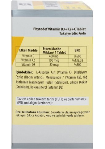 Phytodef Demir Folik Asit Vitamin B12 Vitamin C Ve D3 K2 Aromasız Yetişkin Vitamin 30 Tablet