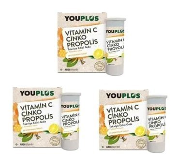 You Plus Vitamin C Çinko Propolis Efervesan Limonlu Yetişkin Vitamin 3x20 Adet