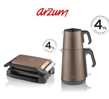 Arzum AR2053-T 6 Dilim Granit Çıkartılabilir Plaka Tek Yönlü 2000 W Izgaralı Toprak Tost Makinesi