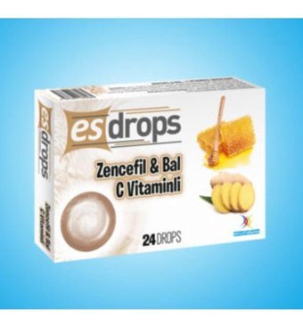 Esdrops Zencefil & Bal Ve C Vitamini Zencefil - Bal Yetişkin Vitamin 24 Pastil