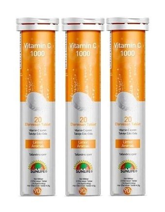 Sunlife Vitamin C Limonlu Yetişkin Vitamin 3x20 Tablet