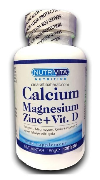 Nutrivita Kalsiyum Magnezyum D3 Vitamini Aromasız Yetişkin Vitamin 120 Tablet