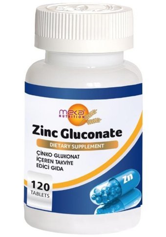 Meka Nutrition Zinc Gluconate Aromasız Yetişkin Vitamin 120 Tablet