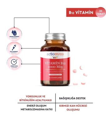 Actomins Vitamin B12 Aromasız Yetişkin Vitamin 30 Tablet