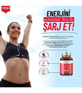 Actomins Vitamin B12 Aromasız Yetişkin Vitamin 30 Tablet