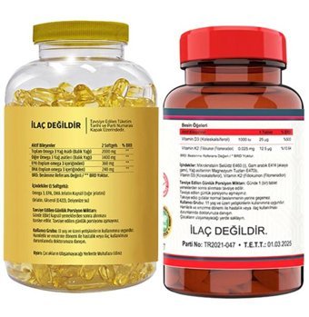 Flx Omega 3 Balık Yağı Ve Vitamin D3K2 Aromasız Yetişkin Vitamin 120 Tablet - 180 Softgel