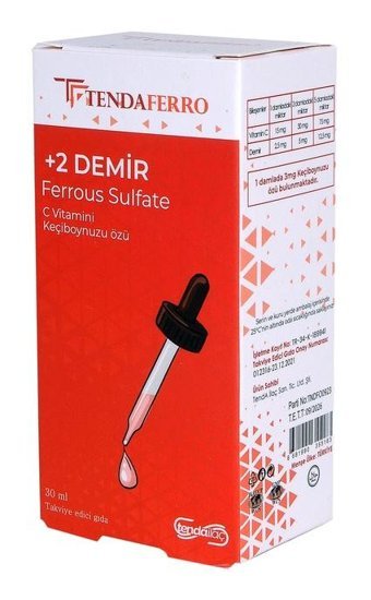 Tendaferro Tendaferro +2Demir Ferrous Sulfat Karamürverli Yetişkin Vitamin 30 ml
