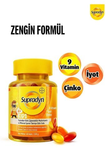 Supradyn Kids Portakal Limon Çilek Yetişkin Vitamin 60 Tablet