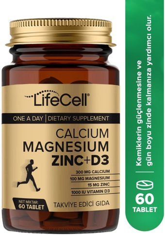 Lifecell Calcium Magnesium Zinc + D3 Aromasız Yetişkin Vitamin 60 Tablet