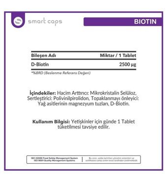 Smartcaps Biotin Aromasız Yetişkin Vitamin 60 Tablet