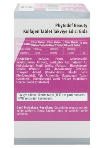 Phytodef Kolajen Vitamin C - Biotin Aromasız Yetişkin Vitamin 30 Tablet