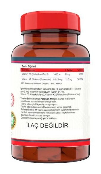 Ncs Vitamin D3-K2 + Vitamin C Aromasız Yetişkin Vitamin 60 Tablet - 120 Tablet